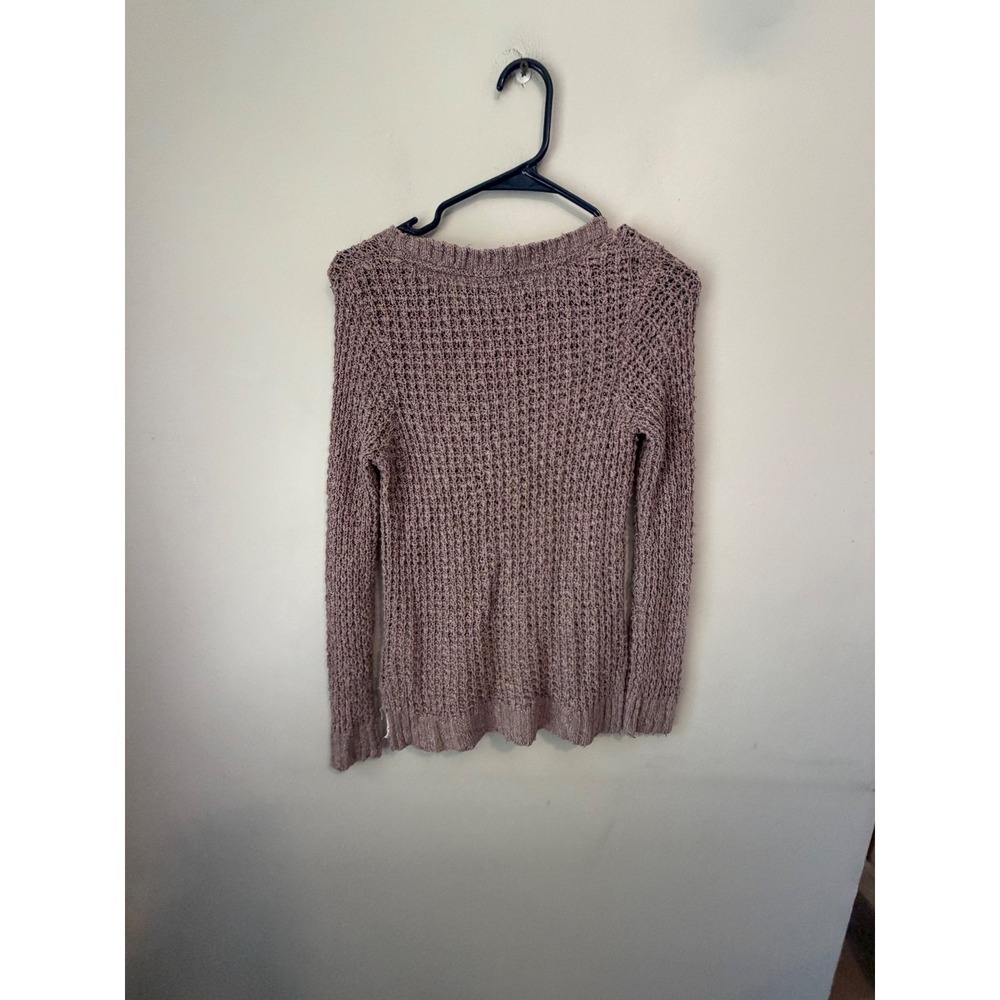 Altar'd State Womens Small Mauve Open Knit Lace Hem Sweater JS18643M1 Boho